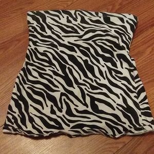 Strapless zebra print top